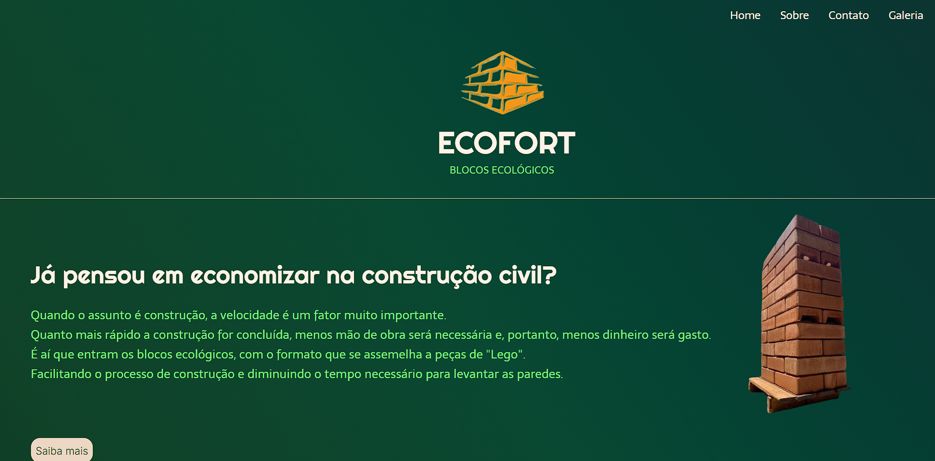Tela inicial da Landing Page EcoFort
